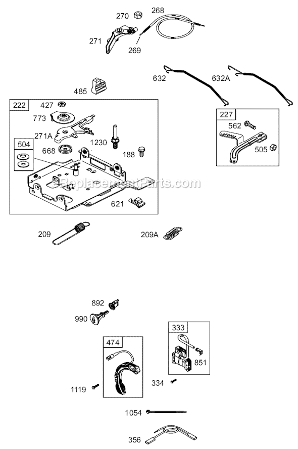 Page E Diagram and Parts List for 12A400SERIES 0100-0110 Briggs and Stratton Engine